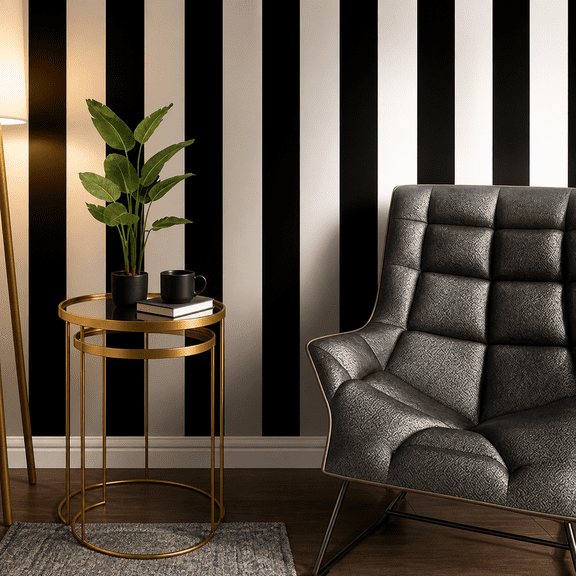 Stripe Black and White Peel and Stick Wallpaper Self-Adhesive Wallpaper 118"x17.7" Removable Contact Paper Waterproof Wall Paper Decorative Wall Covering Cabinets Shelves Drawer Liner Vinyl