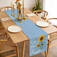 thumbnail image 3 of Light Blue Sunshine Sunflower Table Runner - 72 Inch Long, Kitchen Dining Table Runner Dresser Scarves, Pastoral Bees Farmhouse Floral Farmhouse Decor for Coffee Tables Wedding Party Banquet, 3 of 8