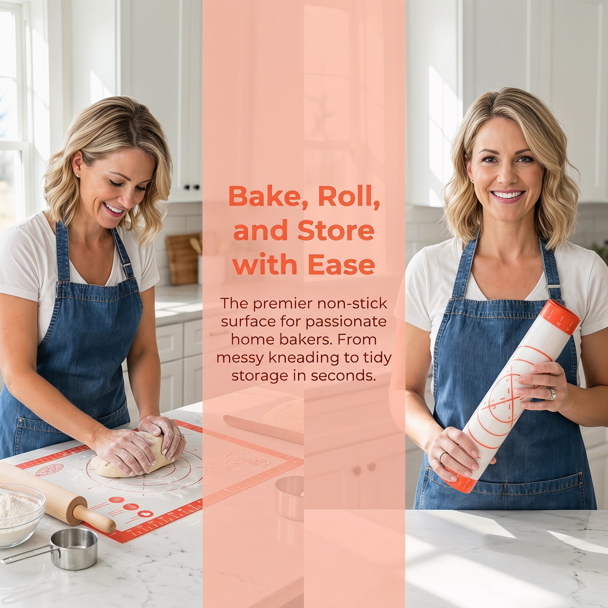 Unique Bargains Thickened Silicone Pastry Baking Mat with Measurements Red 11.8"x15.7"