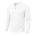 thumbnail image 6 of SGFCWSX Men's Cotton-Linen Blend Long-Sleeve Button-Up Top – Solid Color Casual Shirt White Size 3XL, 6 of 8