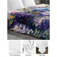 thumbnail image 5 of California King Size Flat Sheet Only, Purple Lavender Soft Brushed Microfiber Bed Sheets, Butterfly Flower Abstract Brush Artwork Hotel Quality Breathable Bedding Top Sheet, Easy Care, 105"x98", 5 of 9