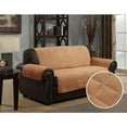 thumbnail image 2 of Kashi Home Microsuede Box Cushion Loveseat Slipcover Brown, 2 of 5