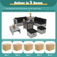 thumbnail image 2 of Patiojoy 9 Pieces Outdoor Patio Furniture Set with 32-Inch Propane Fire Pit Table Outdoor PE Wicker Space-Saving Sectional Sofa Set with Storage Box and Cushions Black, 2 of 9
