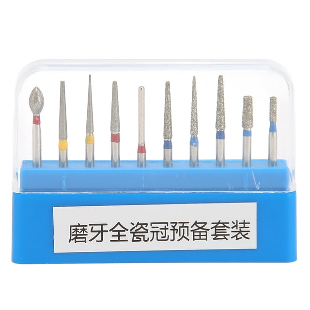 Kit de 10 brocas para pulido dental de acero inoxidable de alta velocidad para pulido.