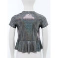 thumbnail image 4 of Zaldita Kids Girls Metallic Short Sleeve T-Shirt Cheerleading Jazz Hip Hop Dance Tops Disco Party Shirts Blouse Black 9-10, 4 of 7
