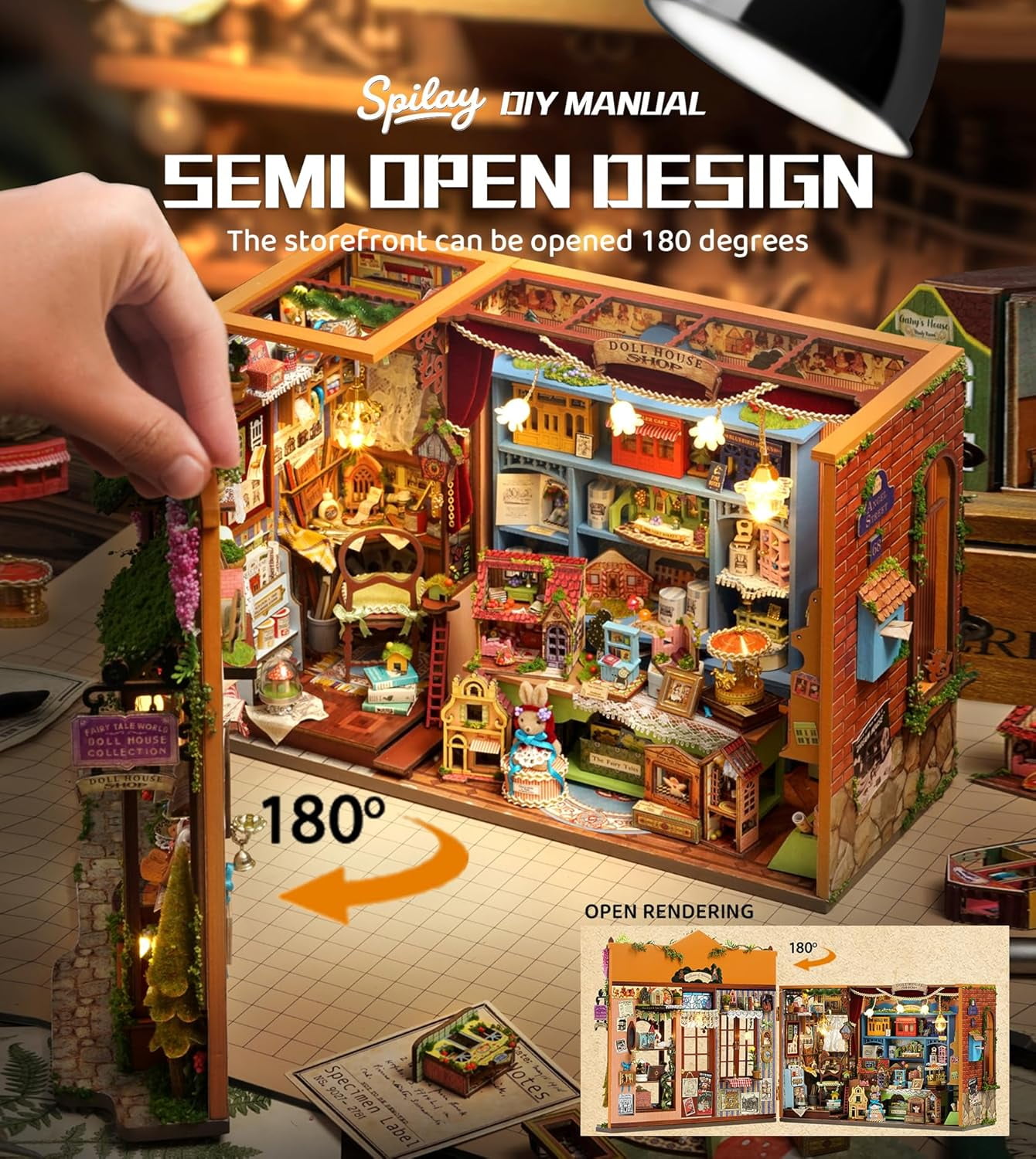 MOJINO DIY Miniature House Kit-Fairy Tale Kingdom, Tiny Dollhouse Wooden Furniture Kit, Mini DIY Craft Kits Creative Room for Decoration Family Friends