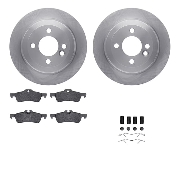 Dynamic Friction Company Rear Brake Rotors with 5000 Advanced Brake Pads includes Hardware 6512-32025