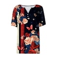 thumbnail image 4 of Xdegoge 4Th of July Patriotic T Shirts for Women USA American Flag Short Sleeve V Neck Stars and Stripes Casual Fit Floral Rose Graphic Summer Tops, 4 of 7