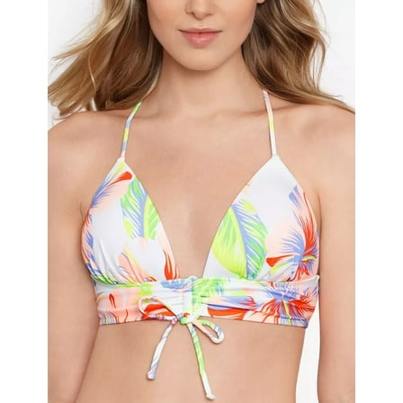 Salt   Cove Juniors' Hibiscus Garden Molded Push-Up Bikini Top White Size Medium
