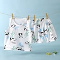 thumbnail image 2 of YHAJDS Kid Boy Girl 2 Piece Sleepwear Set Cartoon Print Cotton Sleeveless Top Shorts Home Set, 2 of 8
