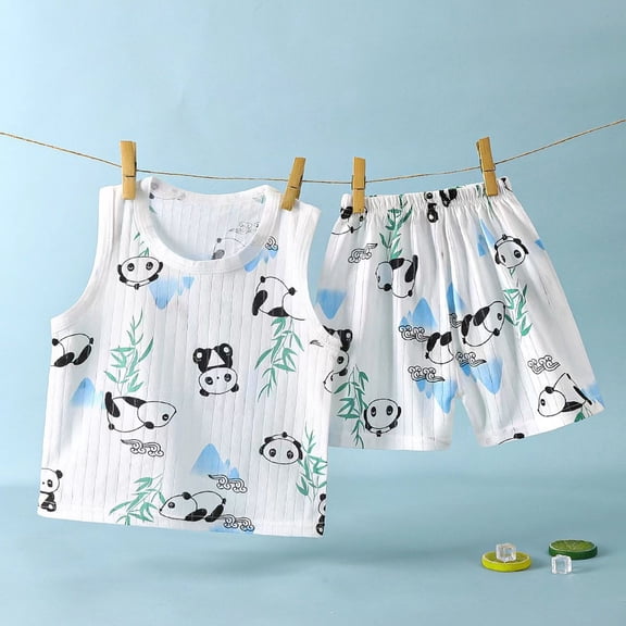 Amidoa Toddler Boys Girls 2 Piece Outfits Summer Clothes Graphic Cute Tank Top and Casual Shorts Kids Clothing Sets White Size 12