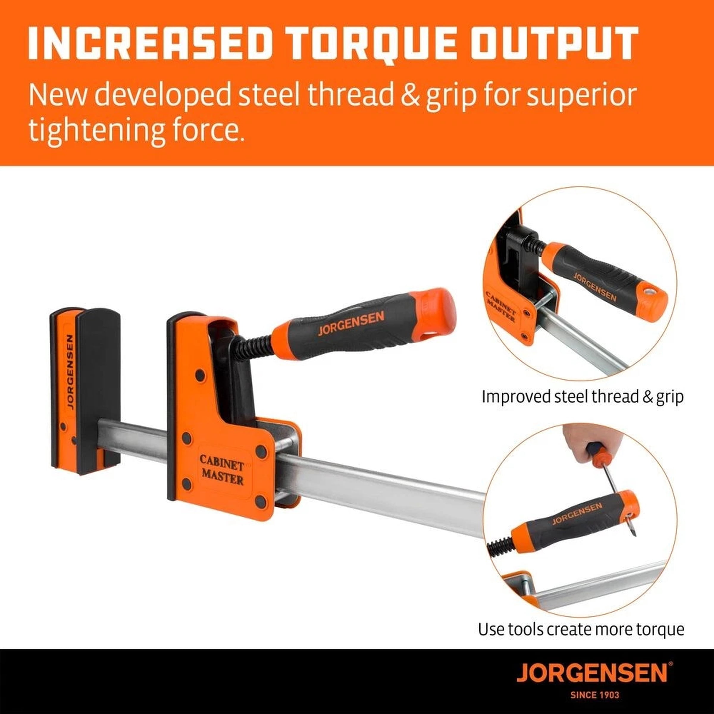 JORGENSEN 2-PACK 24" Parallel Bar Clamp Heavy-Duty Cabinet Master Clamp 2200 lbs