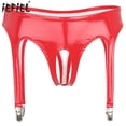 thumbnail image 2 of Lencería para mujer, bragas de charol brillante, ropa interior con Clips de Liga, Tanga con entrepierna abierta, lencería Punk gótica Rave Clubwear, 2 of 5