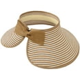 thumbnail image 3 of Simplicity Women's Roll Up Wide Brim Straw Sun Visor Striped_Beige/White, 3 of 5