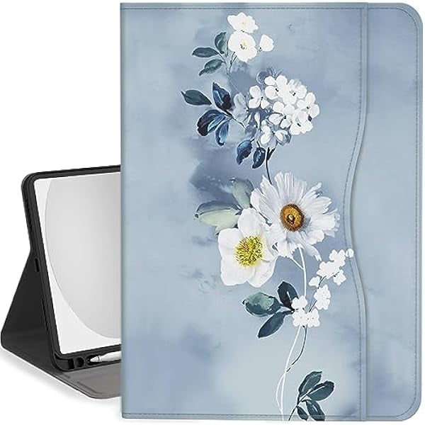 wonim11 Feams Case for iPad (A16) 11th Generation 11 Inch 2025, iPad 10th Generation Case 10.9 Inch 2022 Flip Stand Auto Sleep Cover with Pencil Holder & Pocket, Blue Floral