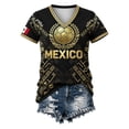 thumbnail image 4 of Womens Soccer Shirt Mexico Raglan Tops Short Sleeve Summer Fashion V Neck Printed T Shirt Top Sports Fan Casual Tops Tee S, 4 of 4