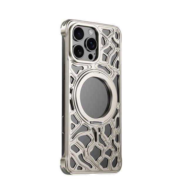 Wartleves Nueva funda de teléfono anticaída de metal magnético para iPhone 15 16 Pro Max Fashion CF