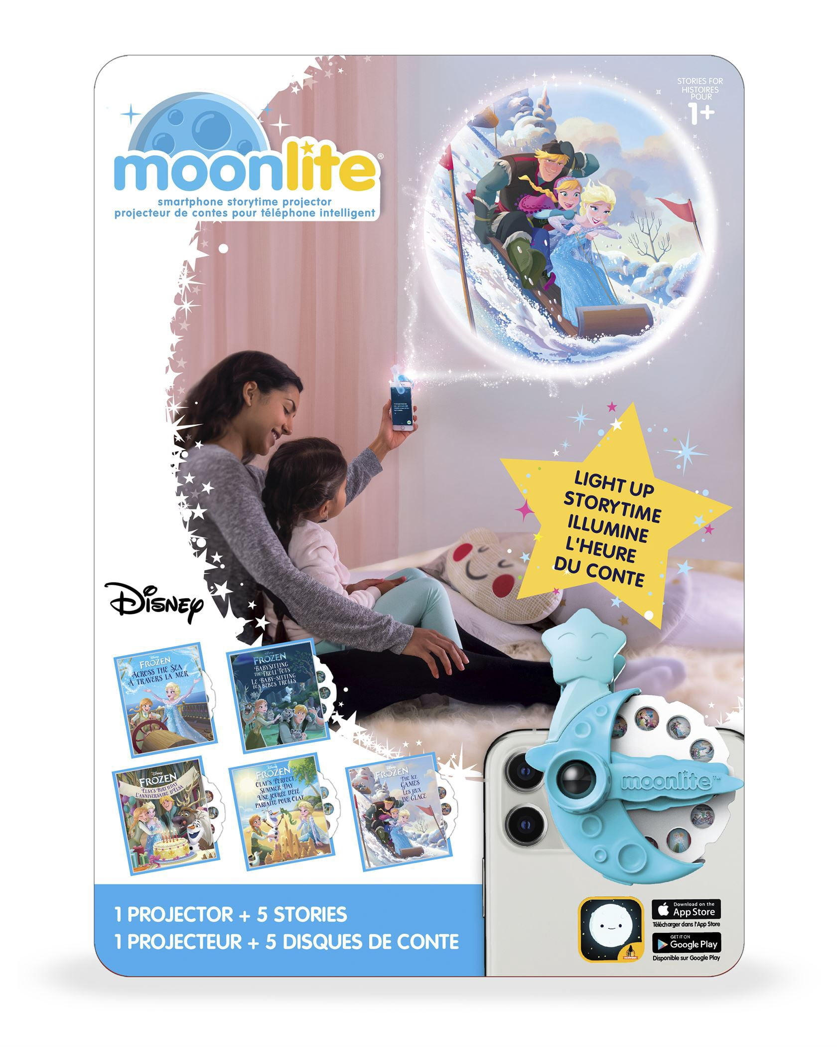 Moonlite Storytime Projector with 5 Frozen Princess Elsa Stories for Kids Age 1 to 8, Gift Pack