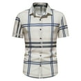 thumbnail image 1 of Camisas De Vestir Para Hombre Slim Fit Hombres Primavera Verano Top Camisas Casual Deportes Camisa de playa Mezcla de algodón Estampado de manga corta Camisa de (Khaki, L), 1 of 7