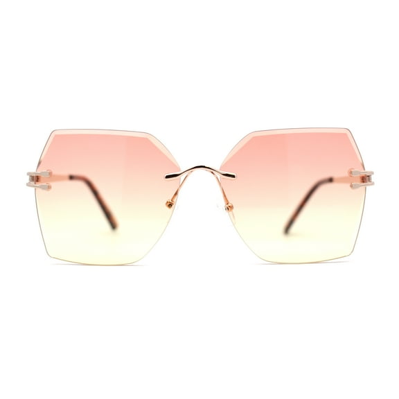 SA106 Womens Angular Beveled Rimless Butterfly Sunglasses Gold Orange Yellow