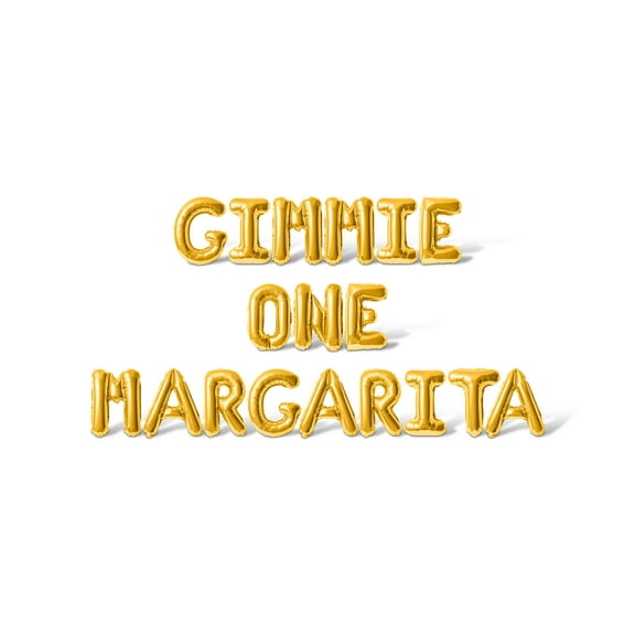 Letter Balloons - GIMMIE ONE MARGARITA 16" Inch Alphabet Letters Foil Mylar Balloon Bachelorette or Bridal Shower Party Banner (Gold)