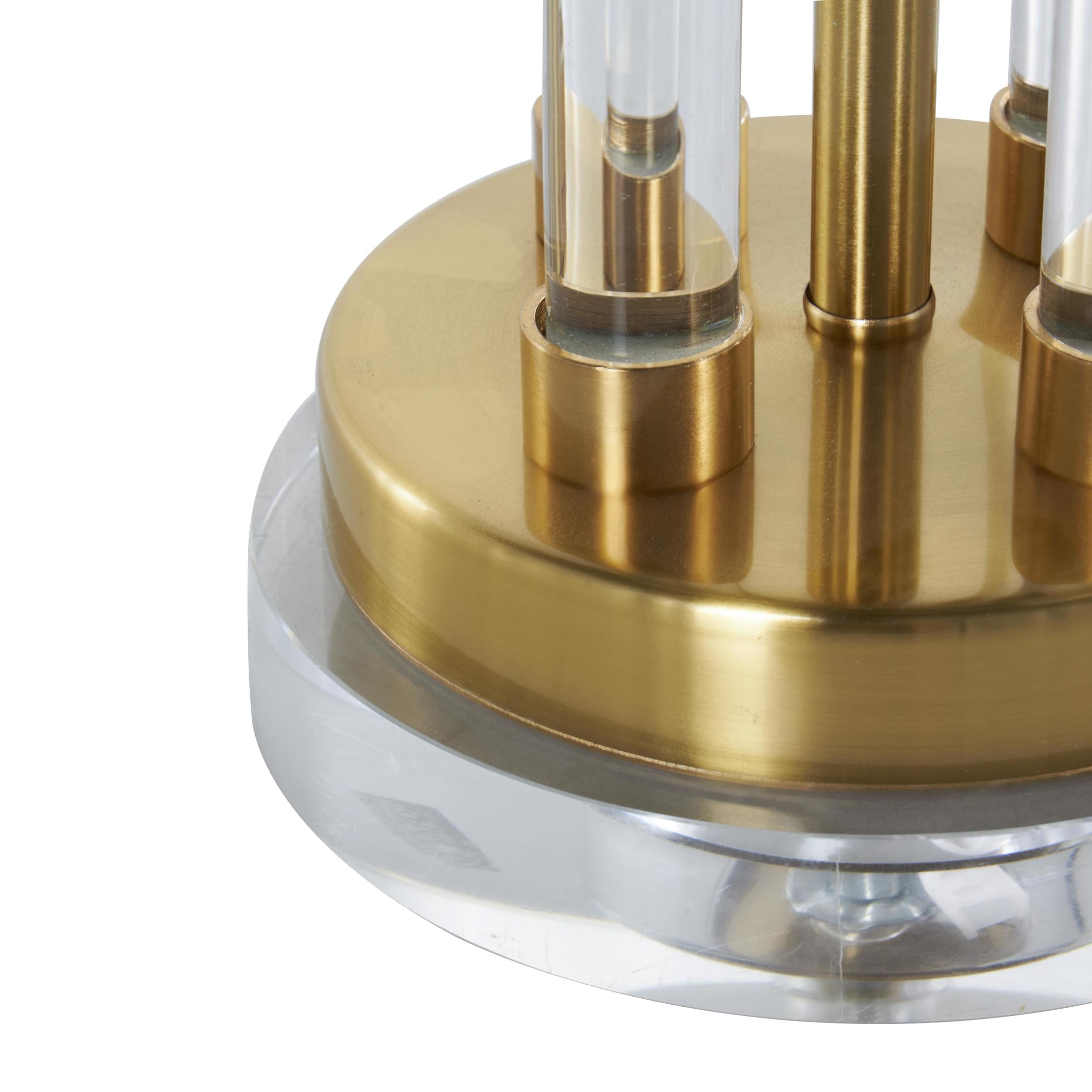 DecMode 31" Rods Clear Table Lamp with White Linen Shade
