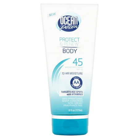 Ocean Potion Suncare Protect & Renew Body Lotion, Broad Spectrum SPF 45, 6 Fl. Oz.