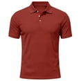 thumbnail image 3 of SGMVNU Men's Short Sleeve Polo Shirts, Solid Color V Neck Collared Golf Tee, Casual Slim Fit Breathable Summer T Shirts for Daily Work Outdoor Brick Red L, 3 of 7