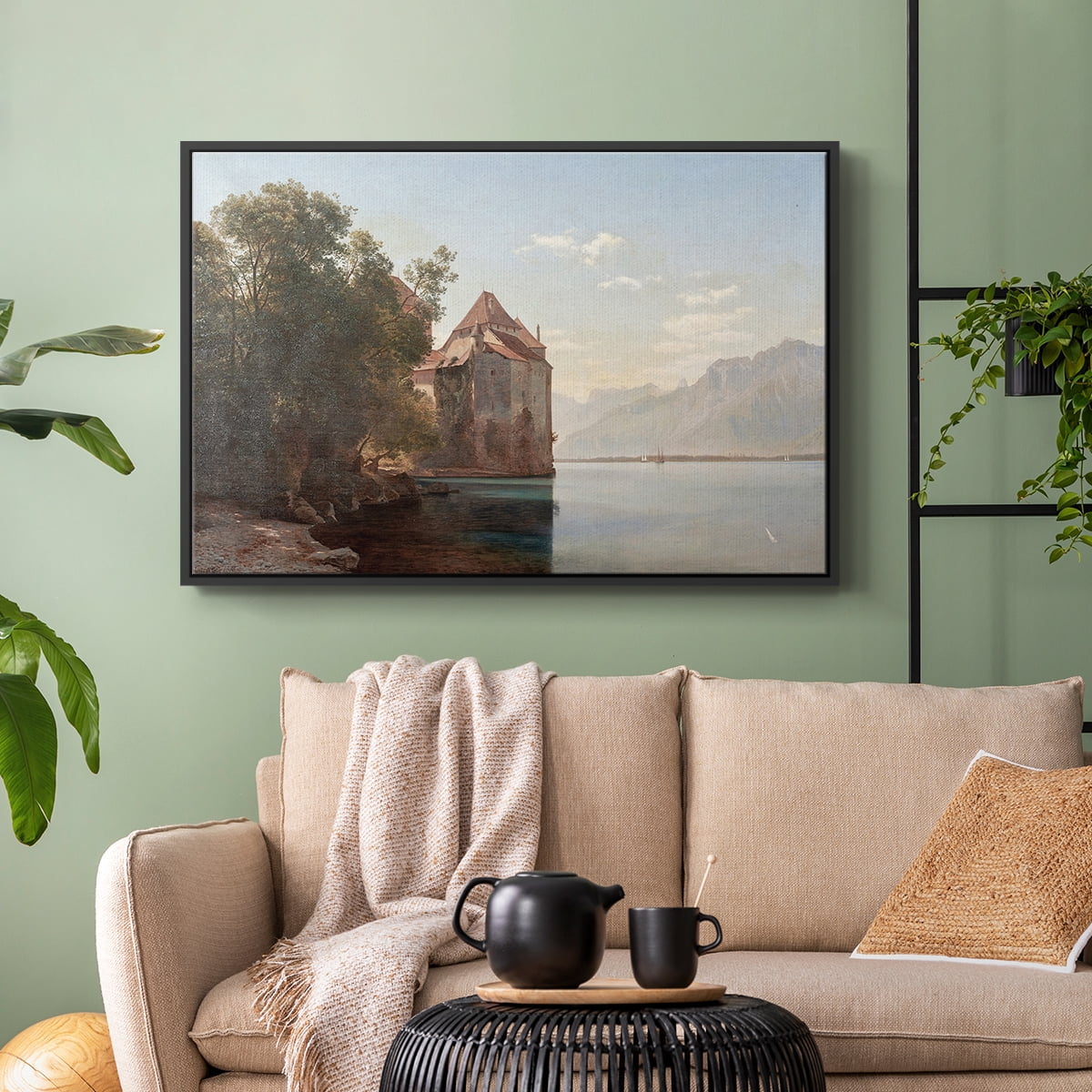 Vintage Landscape-CCCL By Wexford Home Framed in Black Wood Gallery Wrapped Canvas 25 in. x 37 in.