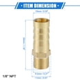 thumbnail image 6 of Brass Hose Fitting Connector 1/8'' NPT 10mm 0.39" Hose Adapter Universal for Car Brass Gold Tone, 6 of 6