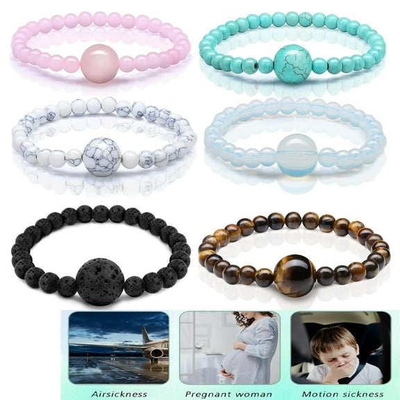 Tutuviw 6Pcs Anti Nausea Wristband,Adjustable Acupressure Motion Sickness Bracelet Wristband,Anti Dizzy Bracelet for Relieving Nausea Morning Car Travel Sickness(Multicolor,Elegant Style)