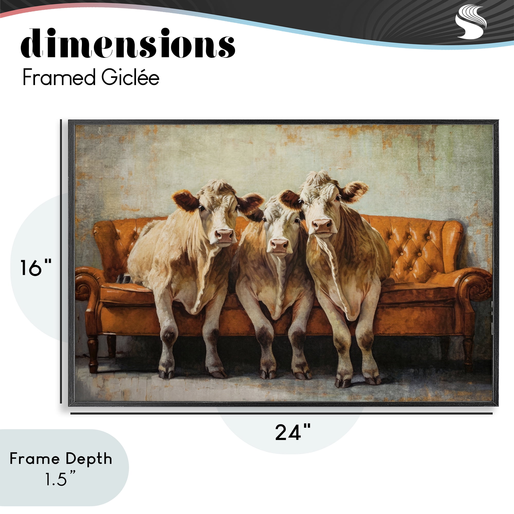 Stupell Industries Cows Just Chillin' Black Framed Giclee Art, design by Tina LeCour