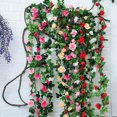 thumbnail image 4 of 24 Heads Artificial Rose Vine Garland Wedding Party Folar Decor Silk Cloth Fake Rose Wreath, Champagne, 4 of 9