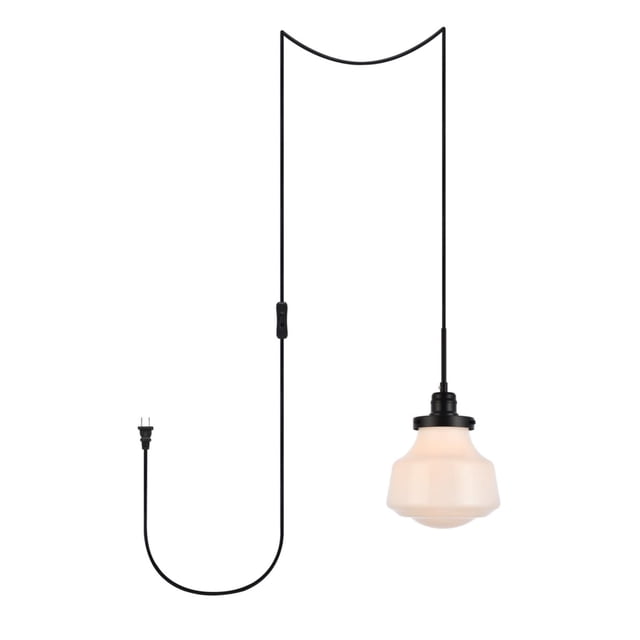 Lámpara Colgante Living District Lye Negra con Pantalla de Vidrio Esmerilado Blanco 110V