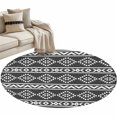 thumbnail image 2 of Southwest Striped Round Living Room Rugs 4 ft, Black Tribe Geometric Abstract Ethnic Striped Washable Area Rug with Non-Slip Sturdy Edge Binding Round Carpet for Entryway Kitchen Bedroom Bathroom, 2 of 9
