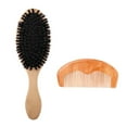 thumbnail image 1 of Juego de peines de madera con cerdas de jabalí para masaje capilar y cuidado del cabello, diseño ergonómico y portátil, ideal para regalo., 1 of 6