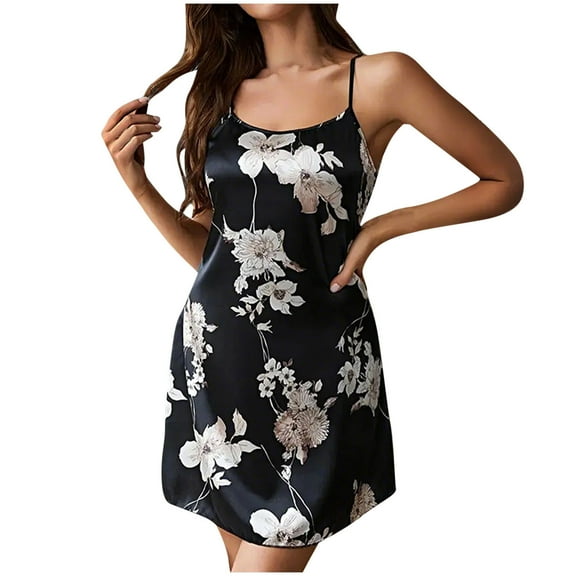 Taqqpue Summer Satin Nightgowns for Women Babydoll Lingerie Slip Dress Sleepwear V Neck Nighty Chemise Casual Short Skirt Chic Sleepshirts Leisure Nightwear