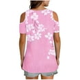 thumbnail image 6 of Cold Shoulder Tunic Tops for Women Dasiy Floral T-Shirts V Neck Tees Shirt Loose Fitted Short Sleeve Tops Formal Trendy Tunic Blouses Dressy Work Office Bussiness Clothes Summer Garment, 6 of 7
