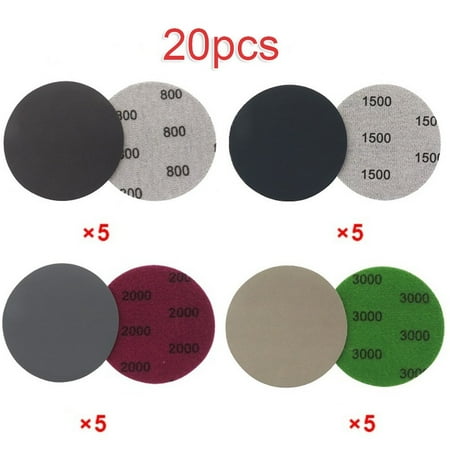 

BAMILL 20pcs 3 inch Hook&Loop Wet/Dry Sanding Discs 800 1500 2000 3000 Grit Sandpaper