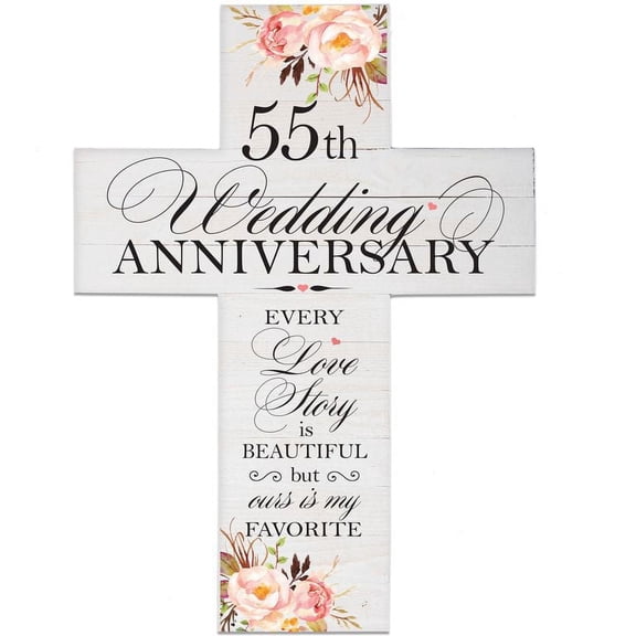 LifeSong Milestones Floral 1st Anniversary Pallet Cross 55 year of marriage