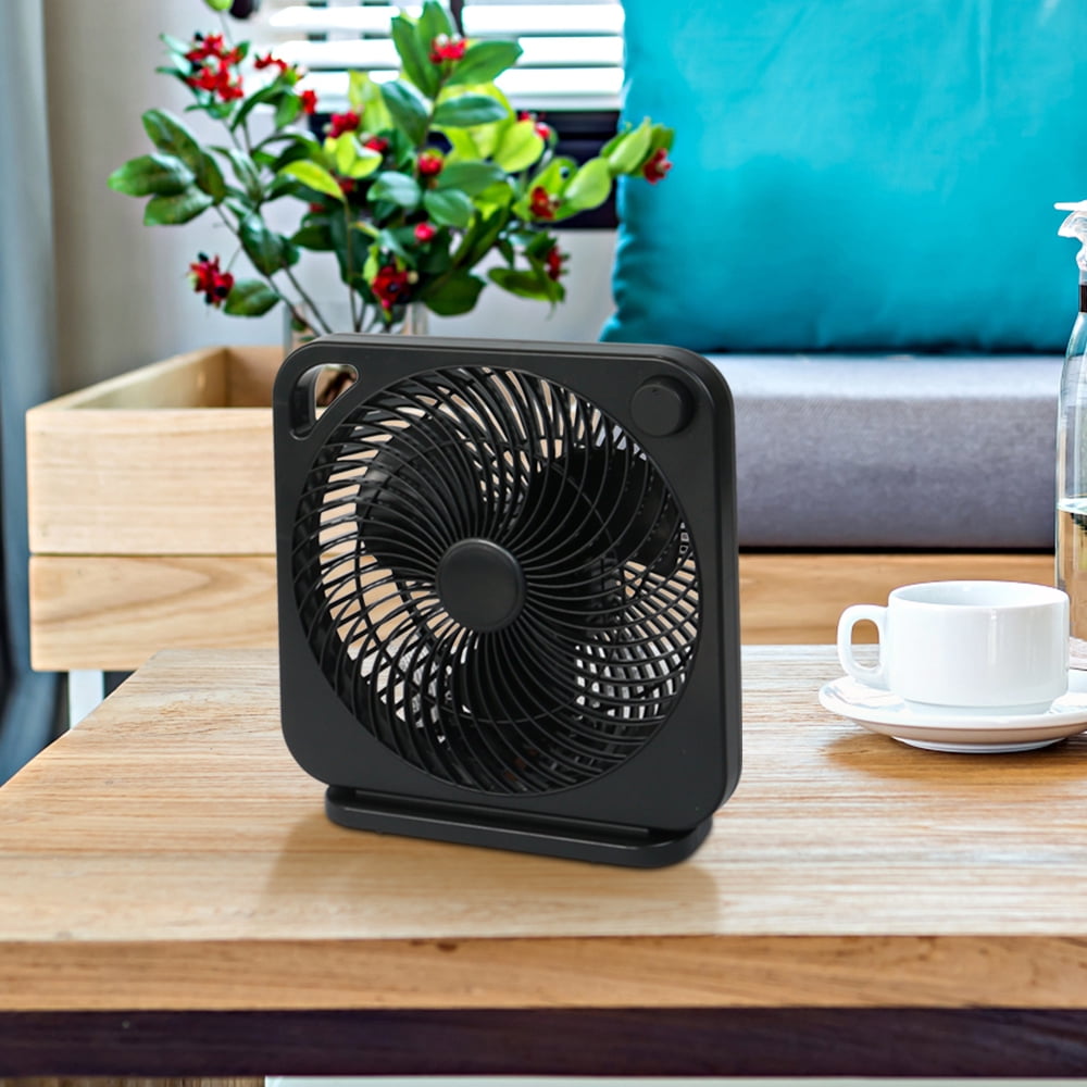 Mainstays 9-inch Box Indoor Comfort Personal AC Electric Fan, 3 Speeds, Black
