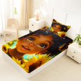 thumbnail image 4 of Castle Fairy Black Cute Girl Twin Sheets 3pcs,Sunflower Butterfly Print Bedding,Yellow Green,1 Fitted Sheet, 1 Flat Sheet and 1 Pillowcase, 4 of 6