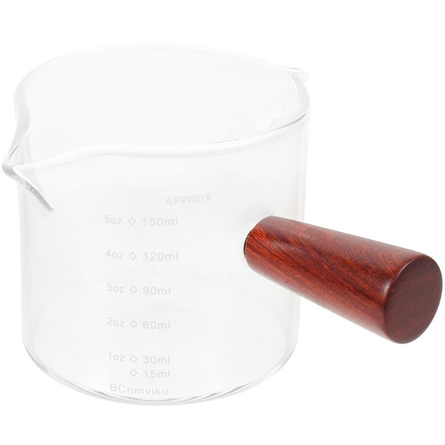 Tasse à Espresso en Verre Multifonctionnelle avec Poignée en Bois Tasse à Lait Résistante à la Chaleur