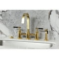thumbnail image 2 of Kingston Brass KS8267CKLBS Kaiser Two-Handle 4-Hole Deck Mount Bridge Kitchen Faucet with Brass Side Sprayer in Brushed Brass, 2 of 8
