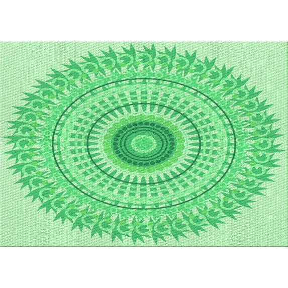 Ahgly Company Indoor Rectangle Patterned Stoplight Go Green Area Rugs, 7' x 10'