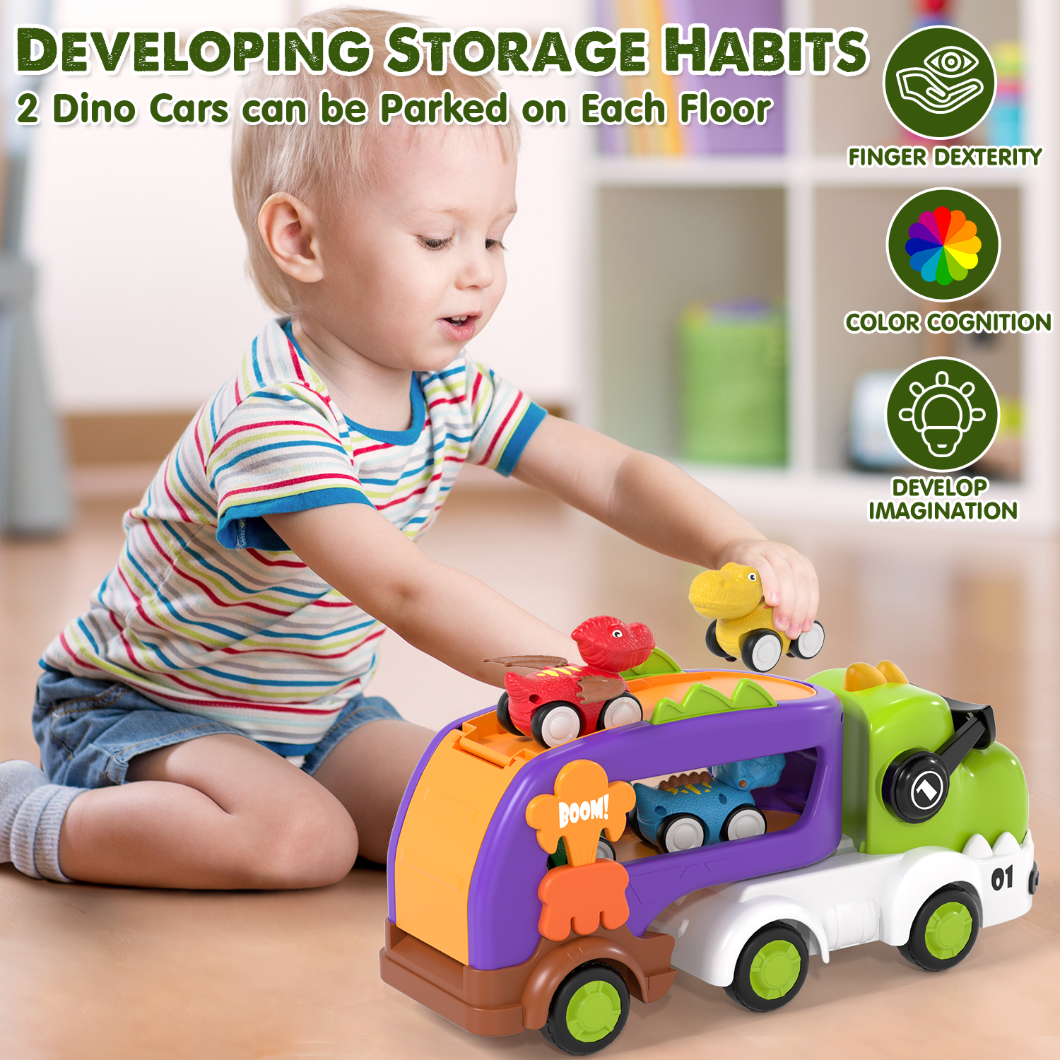 KWANITHINK 5-in-1 Dinosaur Carrier Truck Toy Set photo 6