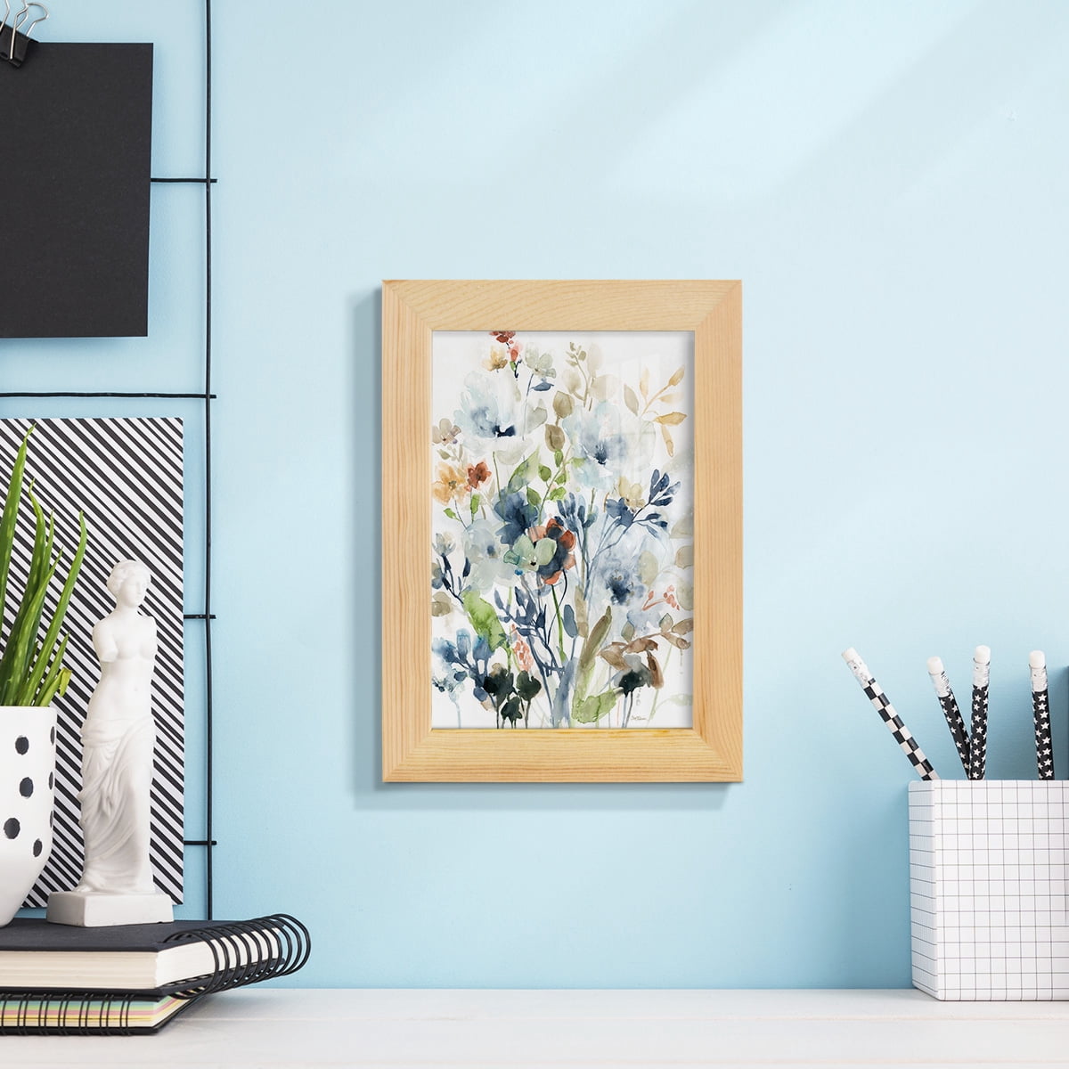 Holland Spring Mix -Framed Print w/glass-Natural Wood