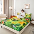 thumbnail image 4 of Castle Fairy Boys Girls Floral Hummingbird Queen Sheet Sets,Tropical Flower Leaves Bed Set, 4 of 7