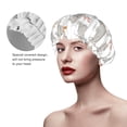 thumbnail image 4 of Kdxio Gray Rabbit Print Shower Cap for Women,Elastic and Reusable,Double Waterproof Layers Bathing Hat, 4 of 9