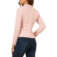 thumbnail image 3 of INSPIRE CHIC Women's Notched Lapel Long Sleeves Button Striped Blazer XXXL Light Pink White, 3 of 6